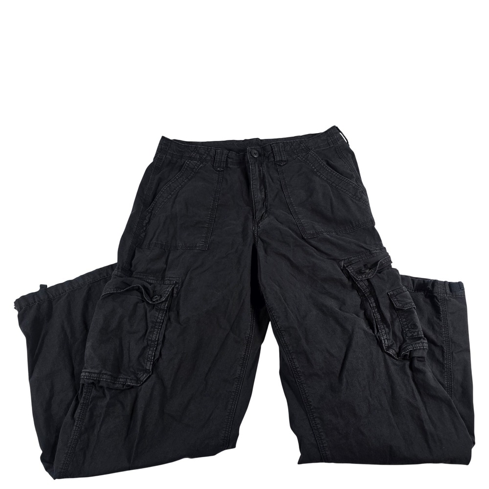 American‎ Eagle Baggy Jogger Cargo Pants Womens 12 Black Stretch Utility 12609